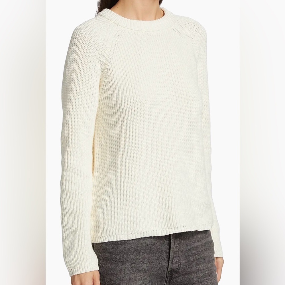 Jenni Kayne Fisherman Crewneck Cotton Sweater Ivory Size Large - Picture 3 of 11